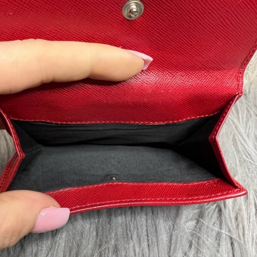 Prada Red Saffiano Metal Leather Logo wallet - Picture 7 of 9